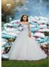 Unique White Lace Champagne Tulle Floral Flower Girl Dress